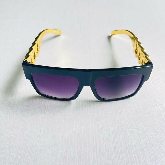Goldtone and Black Glam Chain Link Fashion Sunglasses - Picture 1 of 7